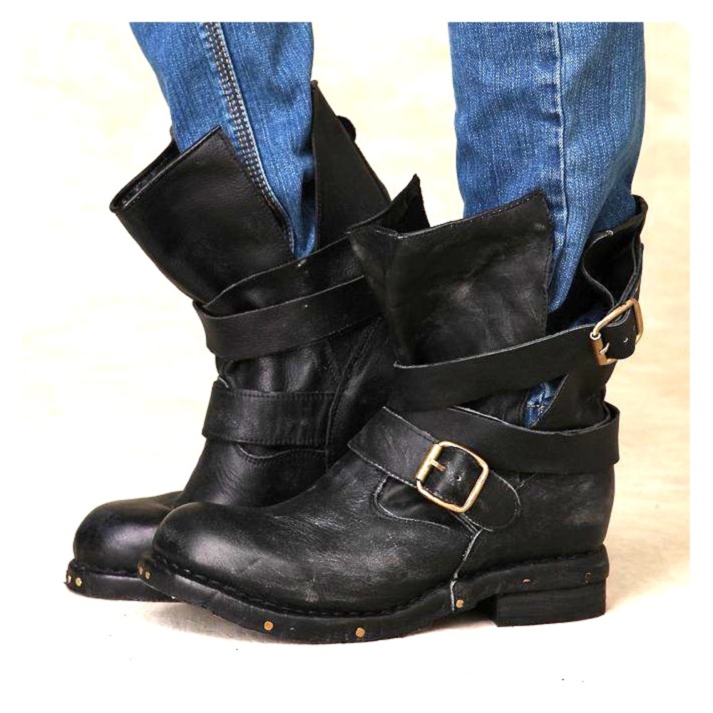 Jeffrey Campbell edgy Brit slouchy engineer boots